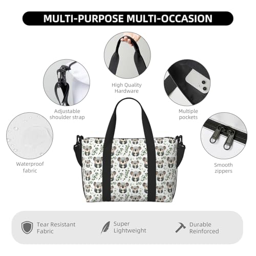 Travel Duffle Bags For Women Men - Kawaii Koala Print Personal Item Weekender Overnight Gym Carry On Airport Tote Bag With Strap For Yoga, Travel, Business Trips3