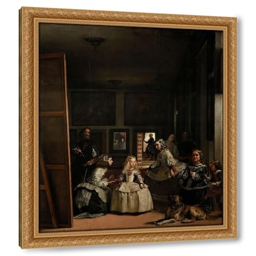 Valazquez, Diego 20x22 Gold Ornate Framed Canvas Art Print Titled: Las Meninas