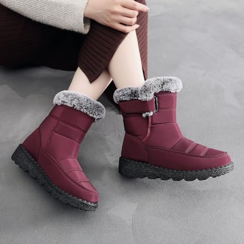 Image of Winter Snow Boots for Women Men, Lightweight Water-Resistant Boots | faux fur lining, rubber sole, warm winter wear, dog walking, errands, light snow, indoor outdoor