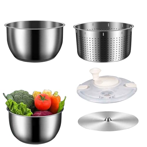 Stainless Steel Salad Spinner with Vegetable Basket