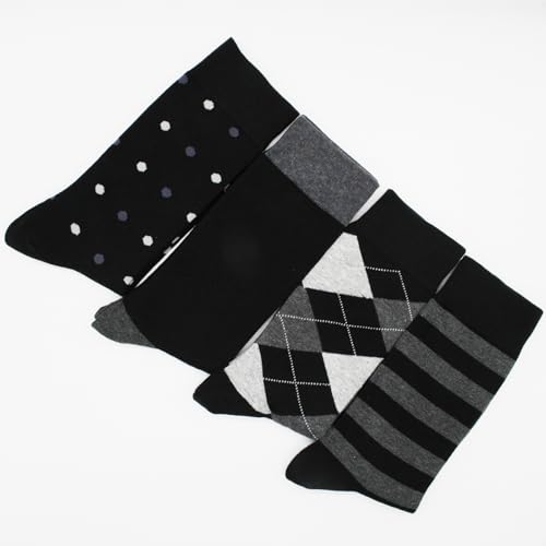 Mens Black Dress Socks 10-13, Work Crew Cotton thick tall wide Calf Long Socks Size 9-12 13-153