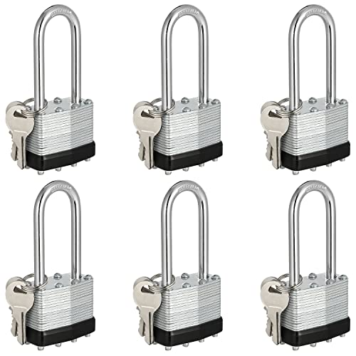 Travate Keyed Alike Padlocks, Laminated Heavy Duty Padlocks Keyed Alike Set of 6, Key Lock with 1-9/16"(40mm) Wide Body 2-inch Long Shackle for Storage Unit, Sheds, Garages and Fence Travate Keyed Alike Padlocks, Laminated Heavy Duty Padlocks Keyed Alike Set of 6, Key Lock with 1-9/16"(40mm) Wide Body 2-inch Long Shackle for Storage Unit, Sheds, Garages and Fence