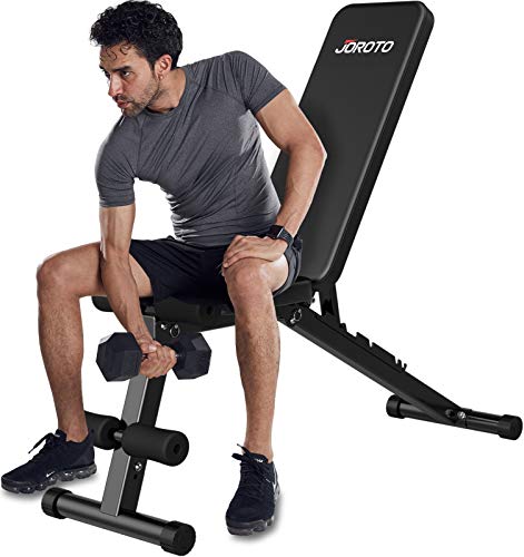 JOROTO Adjustable Weight Bench,Strength Training Bench,Multi-purpose Foldable Bench 7 Adjustable Angles for Full Body Workout Home Gym (Black)