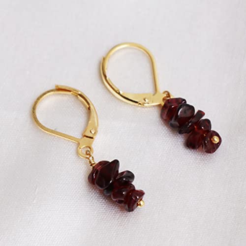Gempires Red Garnet Crystal Dangle Earrings January Birthstone Gemstone Jewelry Hypoallergenic Gold Plated Lightweight Leverback Earrings For Women3