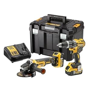Dewalt DCK2080P2T Accu-combi-set van 18 volt accu-slagboorschroevendraaier DCD796, 1 x 18 volt, 125 mm accu-haakse slijper DCG405, 2 x 18 volt/5 Ah Li-Ion accu’s, oplader, T-Stak box