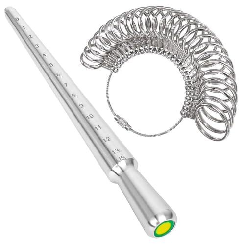 PHYHOO Ring Sizer Measuring Tool Metal Ring Mandrel Ring Measurer and Ring Sizer Women Men Ring Sizing Kit Finger Ring Size Measure Jewelry Measurement