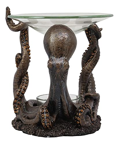 Ebros Nautical Ocean Marine Octopus Head And Arms Tentacles Oil Warmer Or Wax Tart Burner Aroma Scent Diffuser Tea Light Candle Holder Statue Sea Kraken Giant Octopuses Themed Decorative Figurine #TOP2