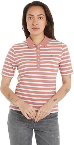 Tommy Hilfiger Damen Poloshirt Kurzarm 1985 Pique Stripe Polo Regular Fit, Mehrfarbig (Breton Stp/ Teaberry/ Ecru), XS – Ansicht 1