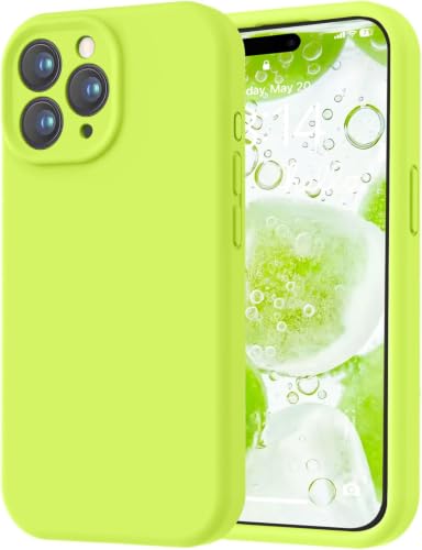 Image of LOVE 3000 Designed for iPhone 15 Pro Case, Premium Silicone with [Soft Anti-Scratch Microfiber Lining] Shockproof Protective Phone Case for Men Women Girls 6.1 inch, Fluorescent Green