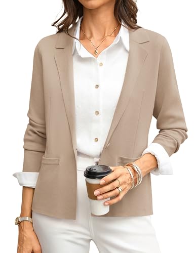 GRACE KARIN Women Khaki Sweater Blazer Knit Suit Jackets Blazers for Women Business Casual Spring Fashion Outfits XXL