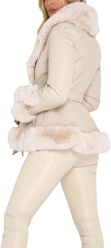 Aurgelmir Women's Faux Leather Jacket Coat Short/Long Parka Coat with Fur Collar Outwear - Image 4