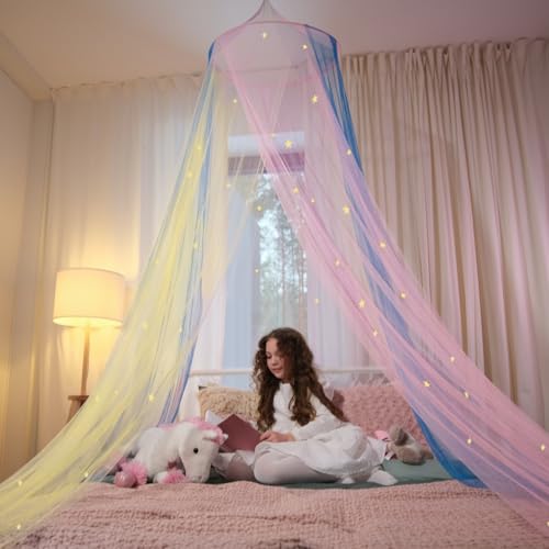 Bollepo Bed Canopy for Girls with Glowing Stars - Canopy