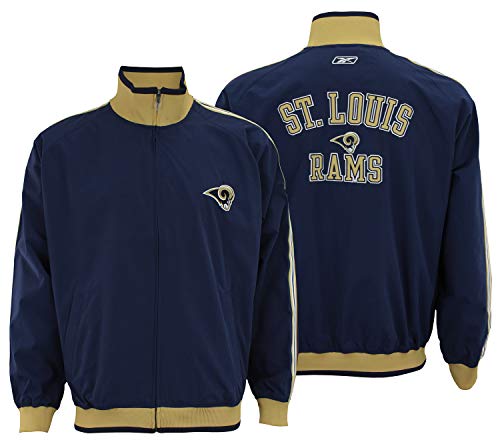 Reebok St Louis Rams NFL Men's Full Zip Wind Jacket, Navy (Large)