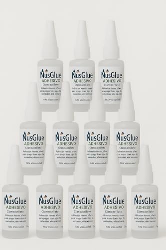OFERTA 12 X 4   NusGlue Adhesivo de Alta Viscosidad, Pegamento Cianoacrilato, 20g, Paquete de 12 Unidades, 4 GRATIS.