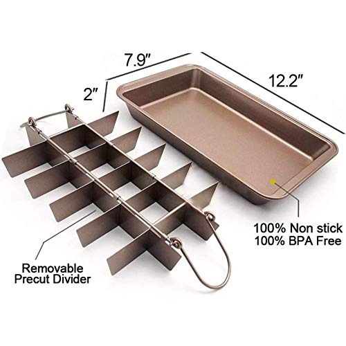 Non-Stick Brownie Baking Pan With Dividers, Brownie Pan, Brownie Cutter,Brownie Tray,18 Pre-Slice Brownie Baking Tray, Muffin And Cupcake Pan For Oven Baking, Brownie Bites - 12 X 8 X 2 Inches… #TOP1