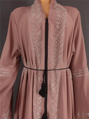 Cardigan abayas fluide avec coupe style dubaïote et manches évasées amples