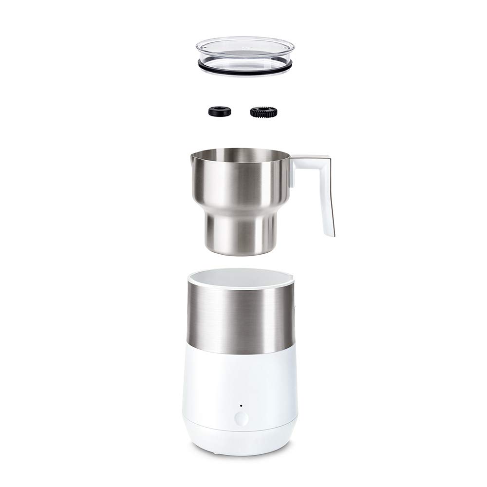 Tchibo Induktions-Milchaufschäumer, ohne Anbrennen, spülmaschinengeeigneter Rührbehälter, warmer und kalter Milchschaum, für Latte Macchiato, Cappuccino und Kakao, Cremeweiß