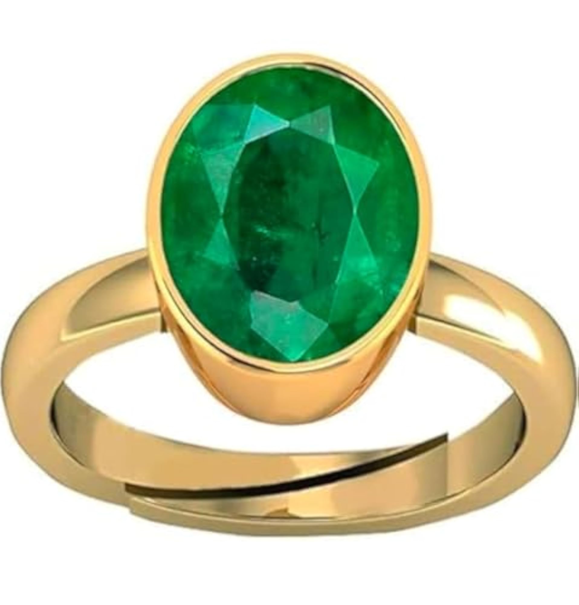 9.25 Ratti Certified Natural Emerald Panchdhatu Adjustable Ring