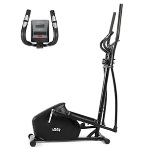 Crosstrainer für Zuhause Home Ellipsentrainer mit 28 cm Schrittlänge, Ellipsentrainer mit 8 Stufen bidirektionalem externen Magnetsystem, Crosstrainer mit LCD Display und Pulssensoren