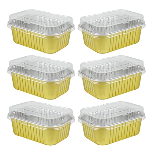 OFFSCH 6Pcs Disposable Aluminum Foil Cake Wrapping Boxes Takeout Food Containers with Base for Restaurants and Outdoor Use
