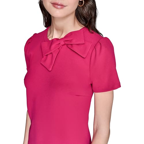 Image of Karl Lagerfeld Women's A-line Crew Neck Scuba Crepe Dress