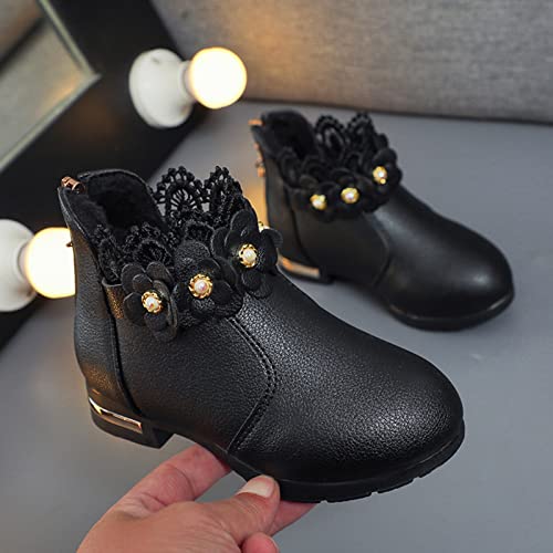 Boots for Girls Kids Baby Princess Shoes Fashion Bowkont Waterproof Zipper Knee Boots Lined Tall Winter Boots (Black #2, 10.5-11 Years)2