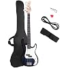 Glarry Electric Bass Guitar Full Size 4 String Rosewood Basswood Fire Style Exquisite Burning Bass Dark Blue