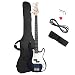 Glarry Electric Bass Guitar Full Size 4 String Rosewood Basswood Fire Style Exquisite Burning Bass ( Dark Blue)
