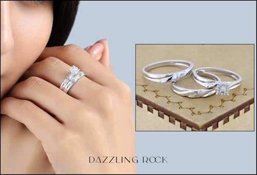 Dazzlingrock Collection 0.15 ctw Round White Diamond Halo Style Trio Ring Set in 925 Sterling Silver3