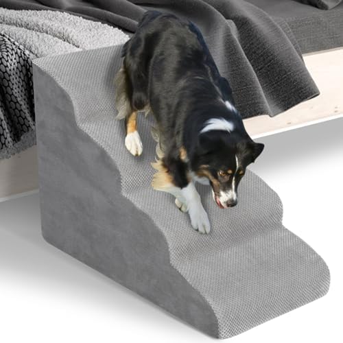 HIDOG Dog Stairs and Ramp, 4Step Dog Stairs for High Beds and Couch