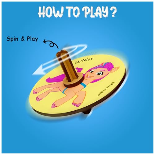 Image of My Little Pony Spinning Tops with Interactive Learning Toys for 3, 4, 5+ Year Boys & Girls | DIY Educational Toy for Kids | Birthday & Return Gifts | Lattu Buguri Bomgaram | 4 Packs