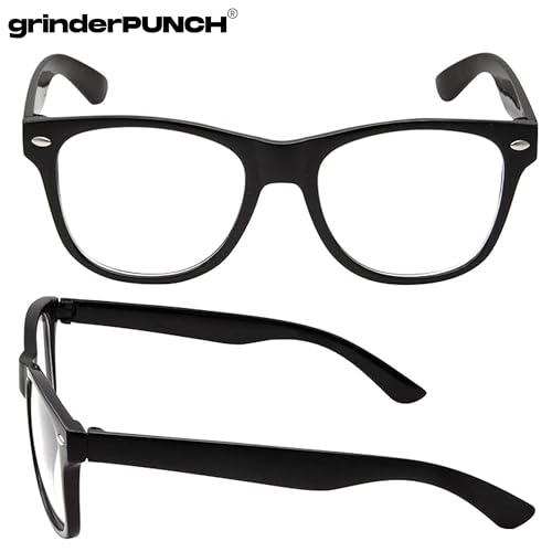 grinderPUNCH Retro NERD Geek Oversized BLACK Framed Clear Lens Eye Glasses for Men Women2