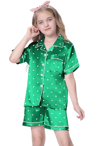 Image of Girls & Womens Satin Pajamas Set, Silk Button-Down Sleepwear 2 Piece Nightwear, 3 Years - Women XXL