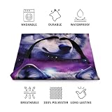 Homewish Wolf Küche Schürze Mit Extra Langen Taille Krawatten Lila Sternenhimmel Kochschürze 3D Tier Druck Lätzchen Schürze Blaue Augen Chef Schürze für Zeichnung Handwerk Im Freien, 78x66 (LxW)