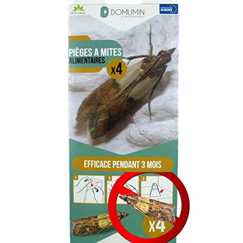 Anti Mites Alimentaires [Lot 4 pièges] Papillons Trichogramme Larves Moucherons - Produits Naturels Avec Phéromone Sans Poison Non Toxique - Plaques Autocollantes Compatibles Aliments Nourritures Bio Cover