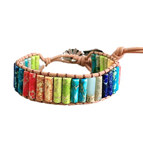 Image of 7 Chakra Bracelet Bohemian Handmade Leather Wrap Healing Protection Natural Stone Yoga Beaded Bracelets Boho Friendship Jewelry