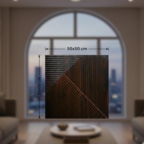 Image of Kayra Decor 3D PVC Wall Panel - WalnutWood Color Stripe Design (Size 19.7 inch X 19.7 inch Covers 32.28 Sq.Ft.Pack of 12) PVC Panel for Home Kitchen Studio Saloon Living Room Gaming Room and Office Decor