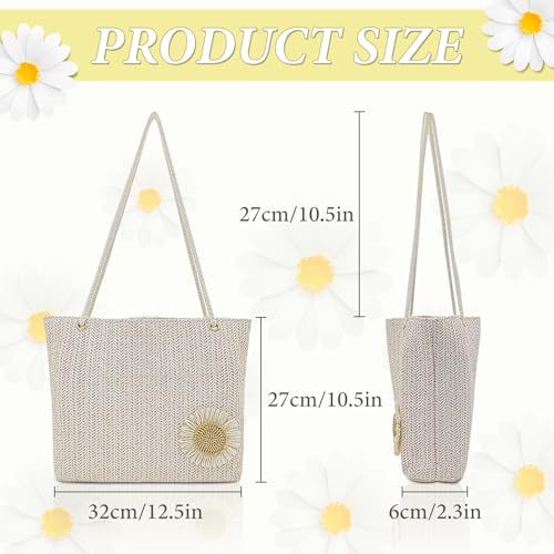 Bolso de Playa de Paja FuninCrea, Grande y Plegable miniatura 3