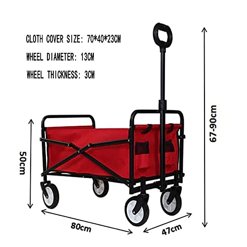 Handwagen, zusammenklappbarer Trolley für den Außenbereich, zusammenklappbar mit abnehmbarem Stoff, Festival G-Arden Camping-Picknickwagen, unterstützt max. 100 kg, tragbarer Transportanhänger/Sc – Bild 4