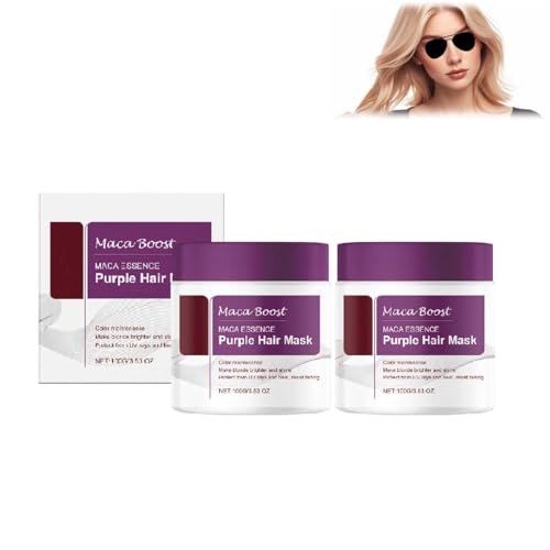 Mascarilla Para El Cabello Morado,Mascarilla Capilar Reparadora Profunda De ColáGeno,Crema capilar reparadora intensiva,Nutre profundamente,Ilumina y repara el cabello (2 piezas)