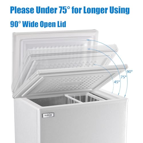 Image of WANAI Chest Freezer 5.0 Cu.Ft Compact Chest Freezers with 7 Adjustable Thermostat Top Open Door Freezer Compressor Cooling with Removable Storage Basket, Energy Saving Perfect for Home Bar Dorm