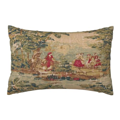 Wreioau Vintage Toile Antique Red French Aubusson...