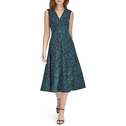 Image of Tommy Hilfiger Women's Sleeveless V-Neck A-line Midi Dress