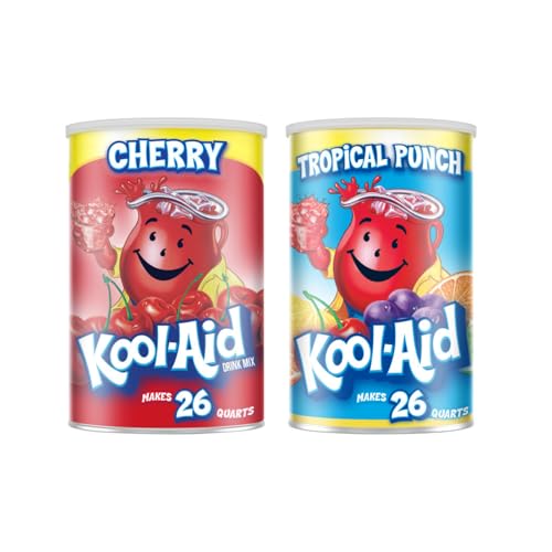 Image of Kool-Aid Drink Mix Duo for Beverage Mixing, Flavored Hydration and Water Flavoring, Cherry and Tropical Punch, 19 Ounce Canisters (Variety Pack)