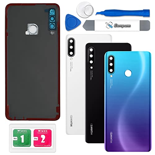 Eonpam Back Cover Glass for Huawei P30 Lite Rear Glass Replacement with Camera Lens + Repair Kit Genuine Rear Housing (Peacock Blue)