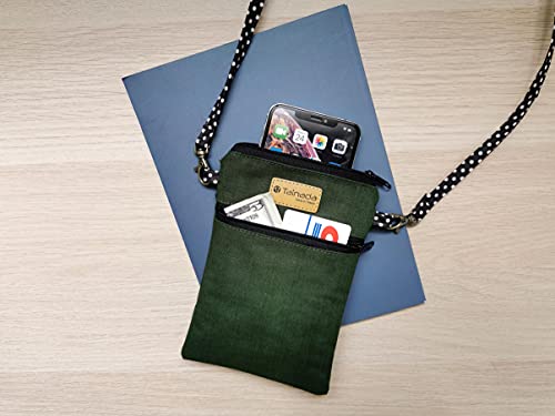 Image of Taianda Dual Zipper Women Cell Phone Crossbody Pouch Bag (Dark Green)