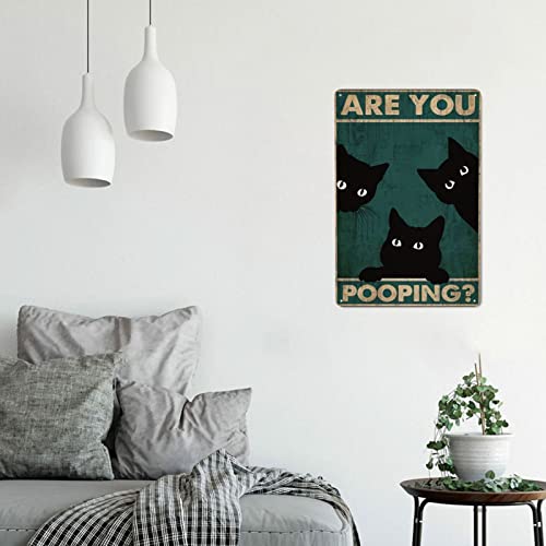 Funny Metal Tin Sign Are You Pooping Vintage Black Cat Wall Art Decoration Living Room Bathroom Kitchen Poster Decor 8 * 12 Inches #TOP2