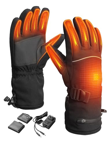 Lithlabo Heated Gloves for Men Women, 7.4V Rechargeable Electric Heated Gloves for Winter Arthritis Hands Motorcycle Riding