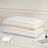 YOUR MOON Organic Soft Wool Pillow King Size Set of 2, Support Soft Bed Pillows for Sleeping, Premium Australian Wool Filling with 100% Cotton Cover, Down Alternative Pillows 2 Pack (Off White)