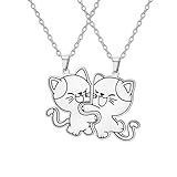 Collier puzzle assorti : notre ensemble de colliers d'amitié comprend deux adorables chatons qui s'embrassent. Le design assorti permet aux chats de se câliner naturellement lorsque vous êtes proches les uns des autres, avec des pendentifs suspendus de chaque côté des chats pour protéger votre amitié, super mignon et amusant
